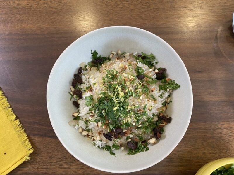 Image of Easy Rice Pilaf with Caramelized Onions, Almonds and Herbs article